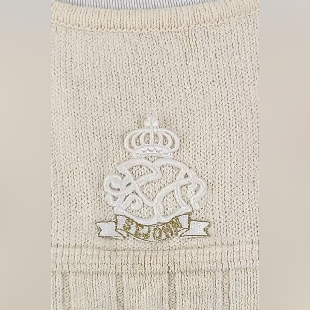 St. John Cream Ribbed Tank Top w SJ Appliqué- Sz M GUC - Picture 3 of 9